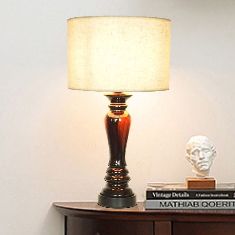 Cylinder Ceramic Metal Fabric Table Lamp