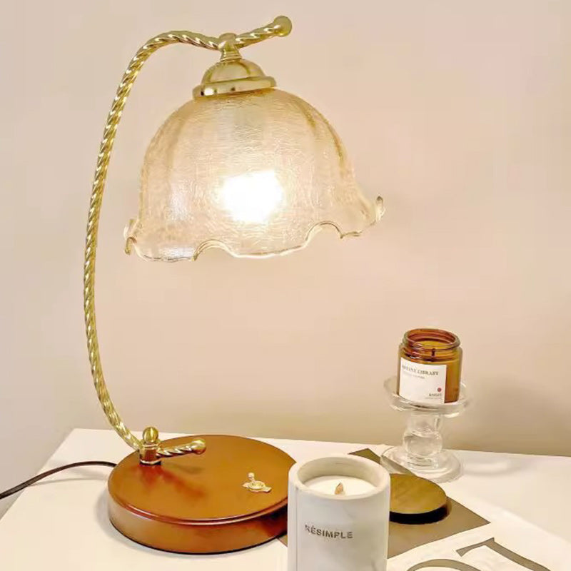 Lace Hemisphere Glass Metal Table Lamp