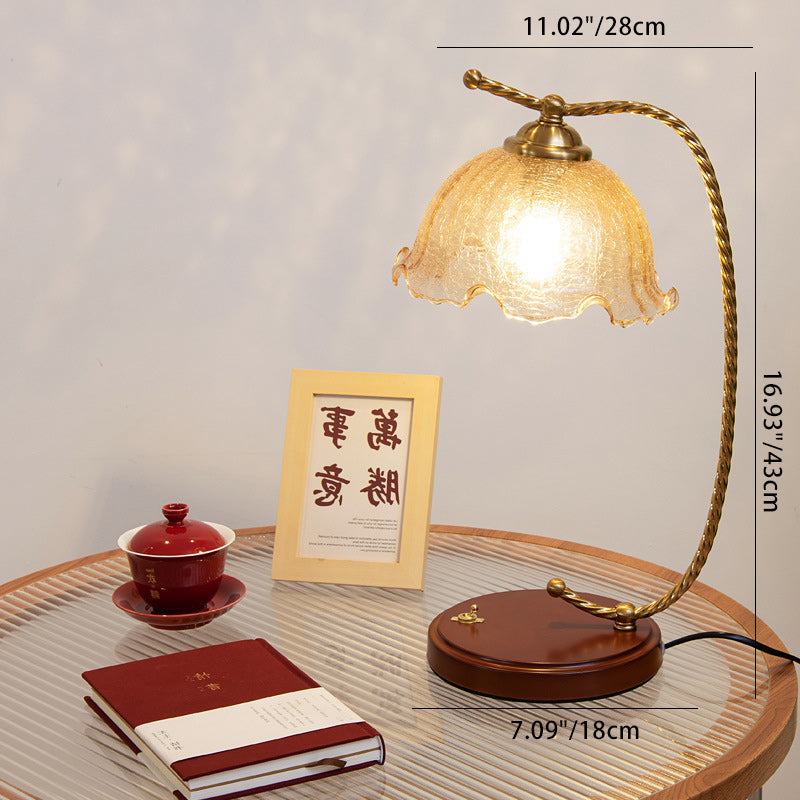 Lace Hemisphere Glass Metal Table Lamp
