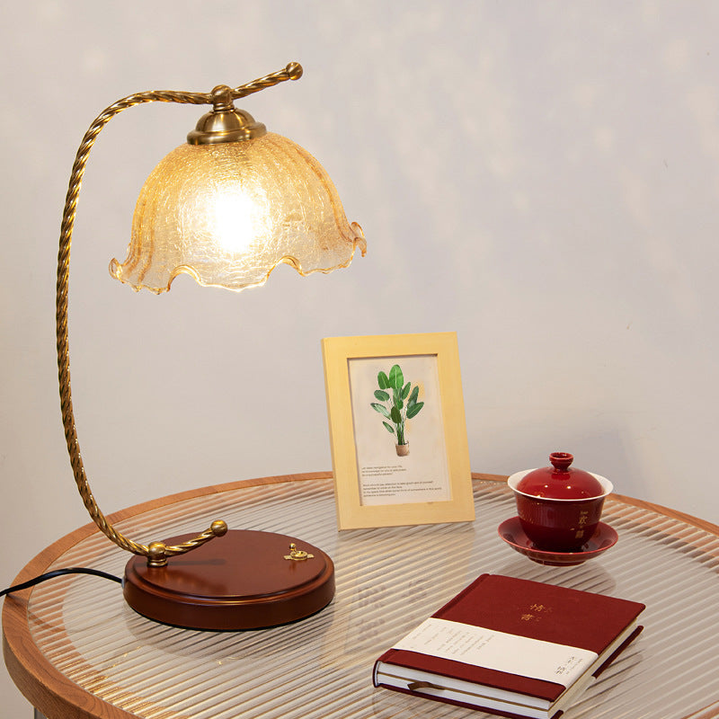 Lace Hemisphere Glass Metal Table Lamp