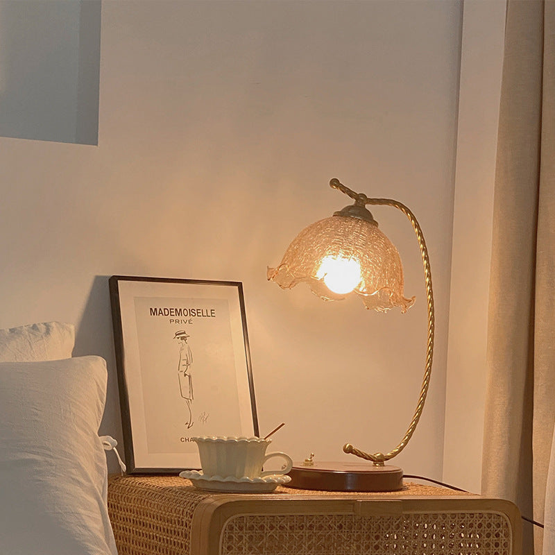 Lace Hemisphere Glass Metal Table Lamp