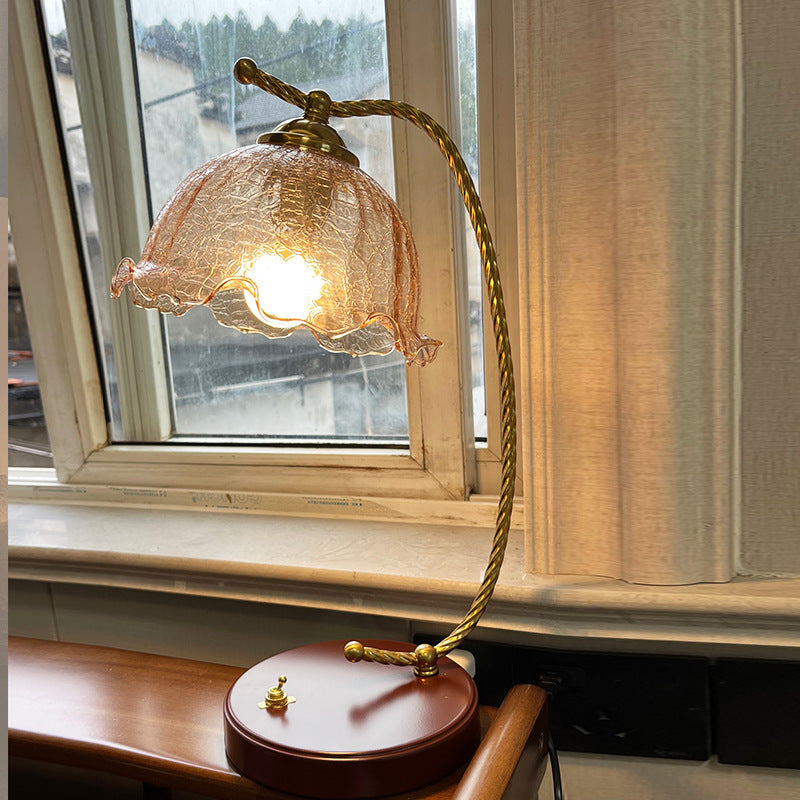 Lace Hemisphere Glass Metal Table Lamp
