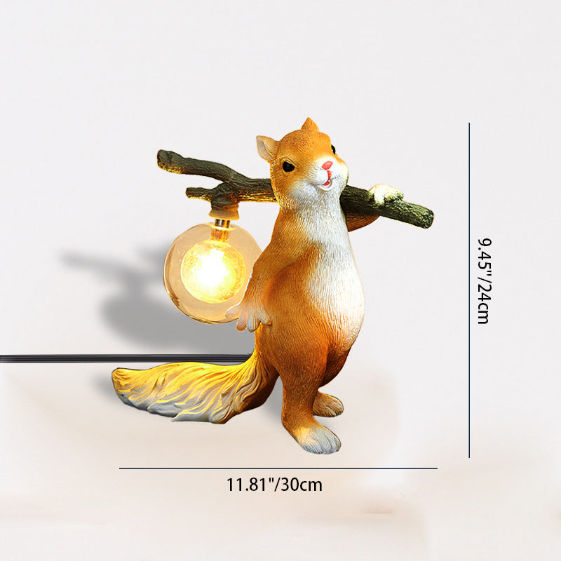 Squirrel Resin Glass Bedroom Table Lamp