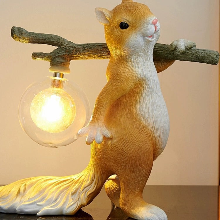 Squirrel Resin Glass Bedroom Table Lamp
