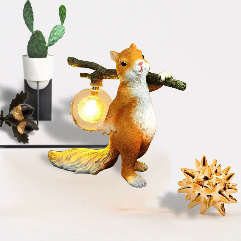 Squirrel Resin Glass Bedroom Table Lamp