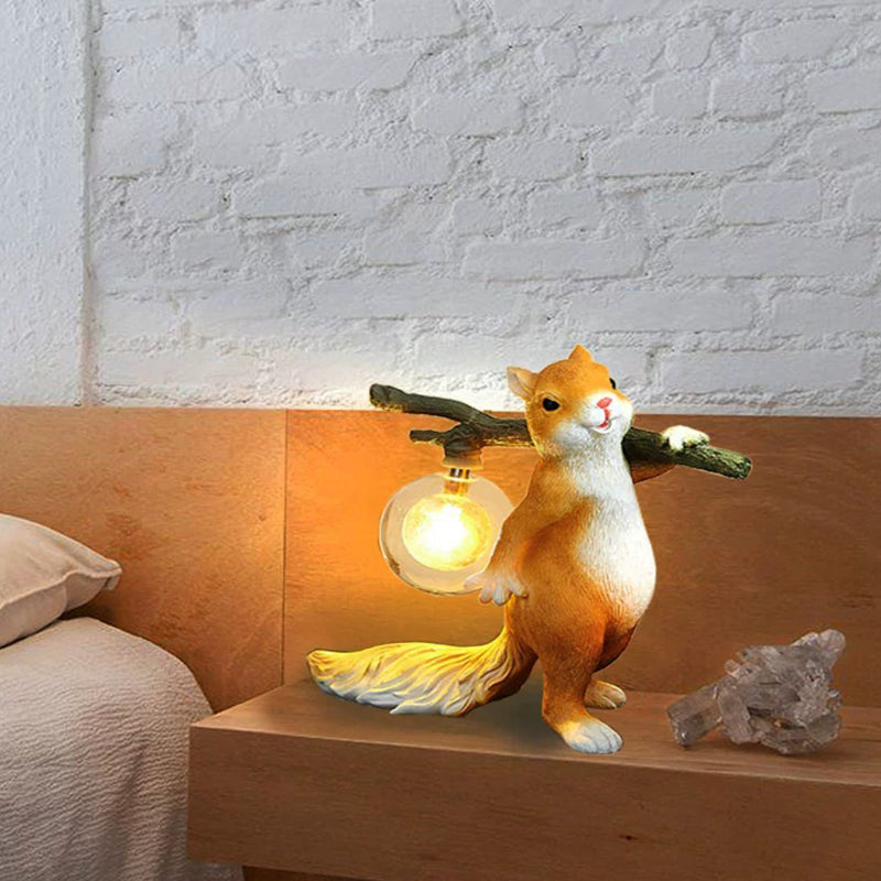 Squirrel Resin Glass Bedroom Table Lamp