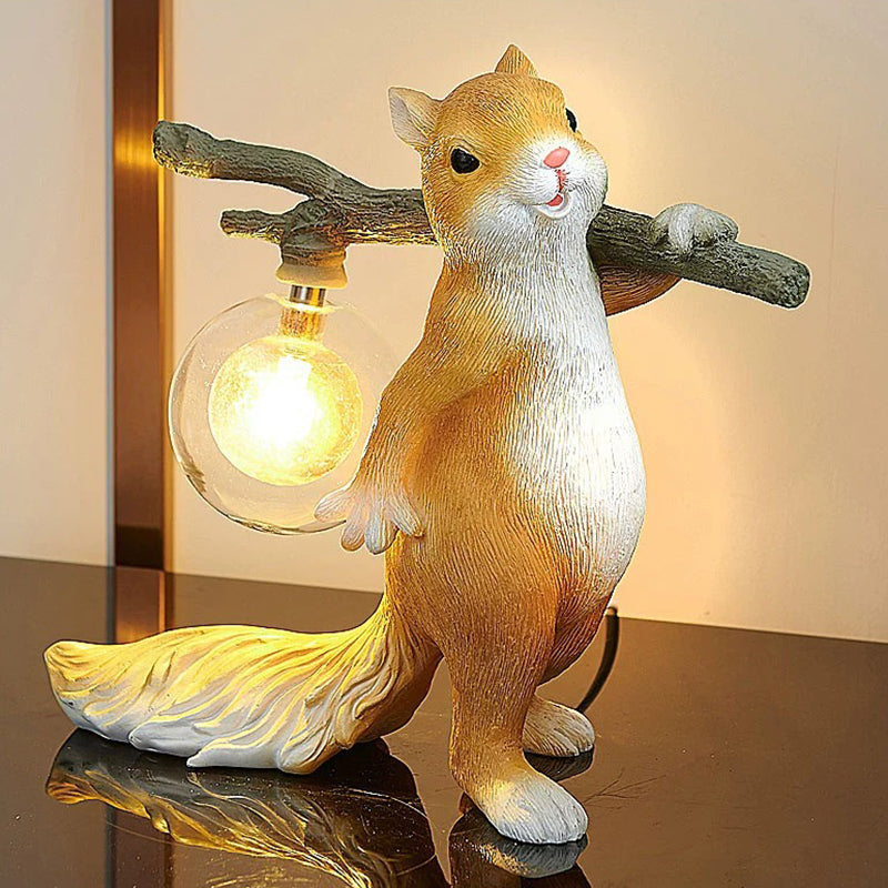 Squirrel Resin Glass Bedroom Table Lamp