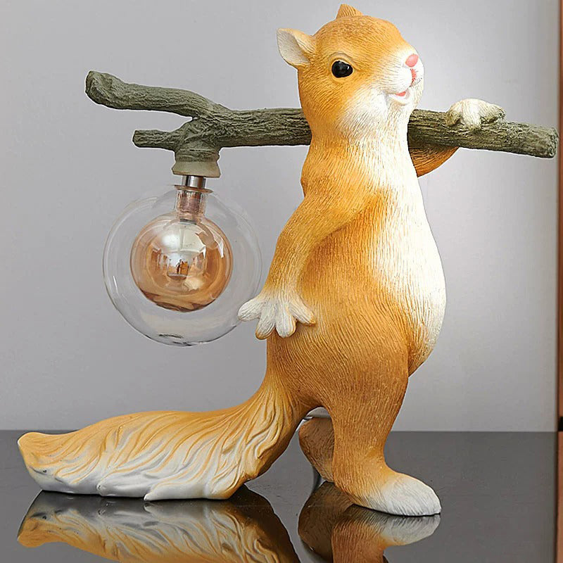 Squirrel Resin Glass Bedroom Table Lamp