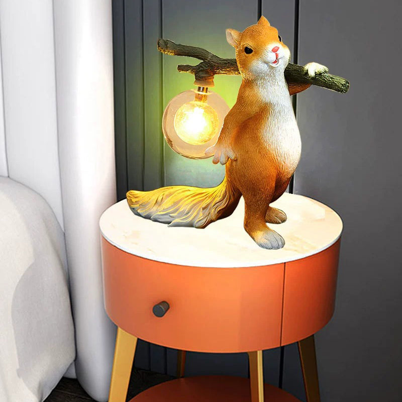 Squirrel Resin Glass Bedroom Table Lamp