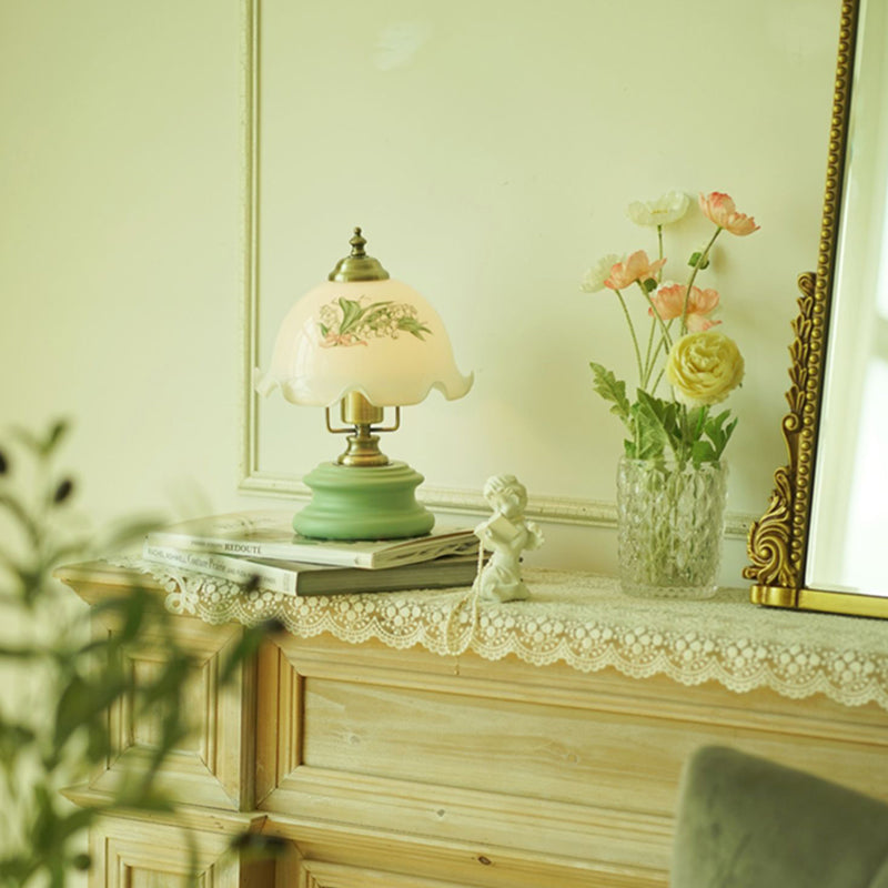 Flower Glass Iron Solid Table Lamp