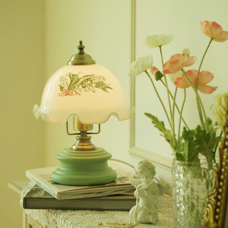 Flower Glass Iron Solid Table Lamp