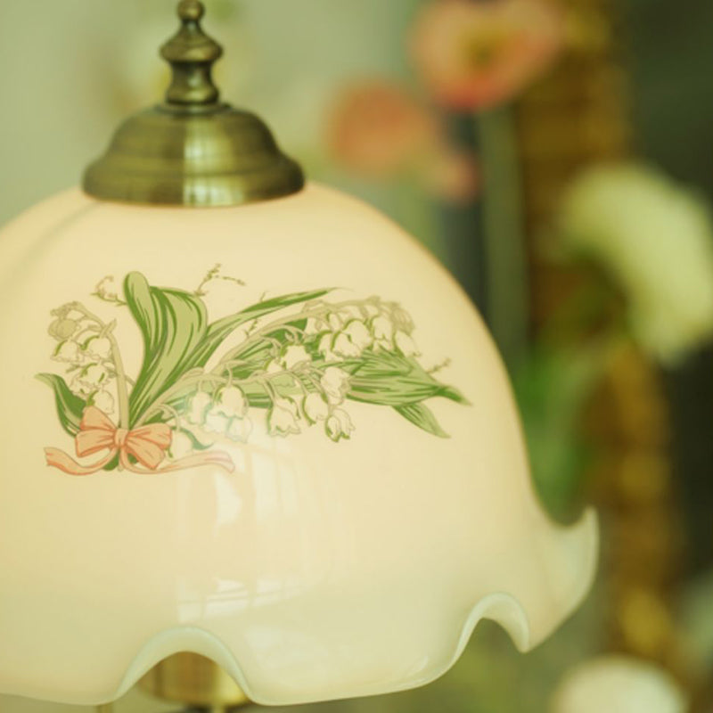Flower Glass Iron Solid Table Lamp