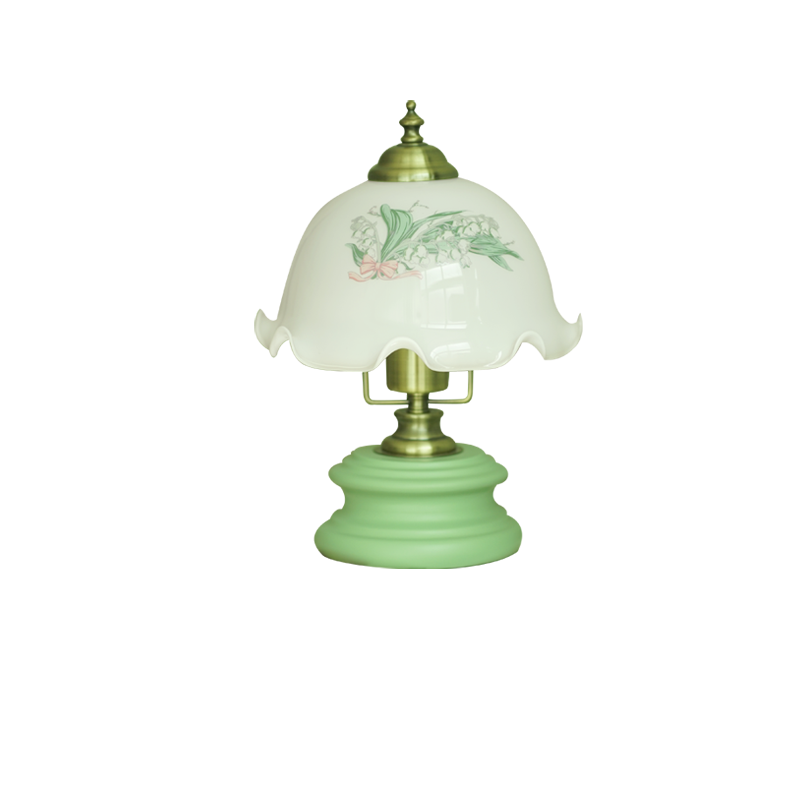 Flower Glass Iron Solid Table Lamp