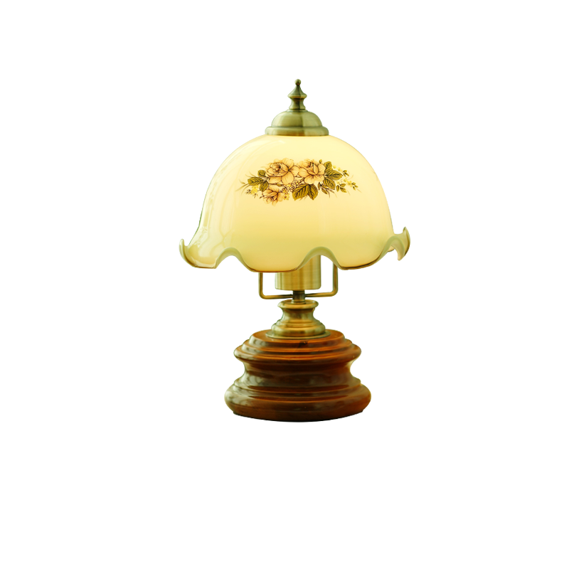 Flower Glass Iron Solid Table Lamp