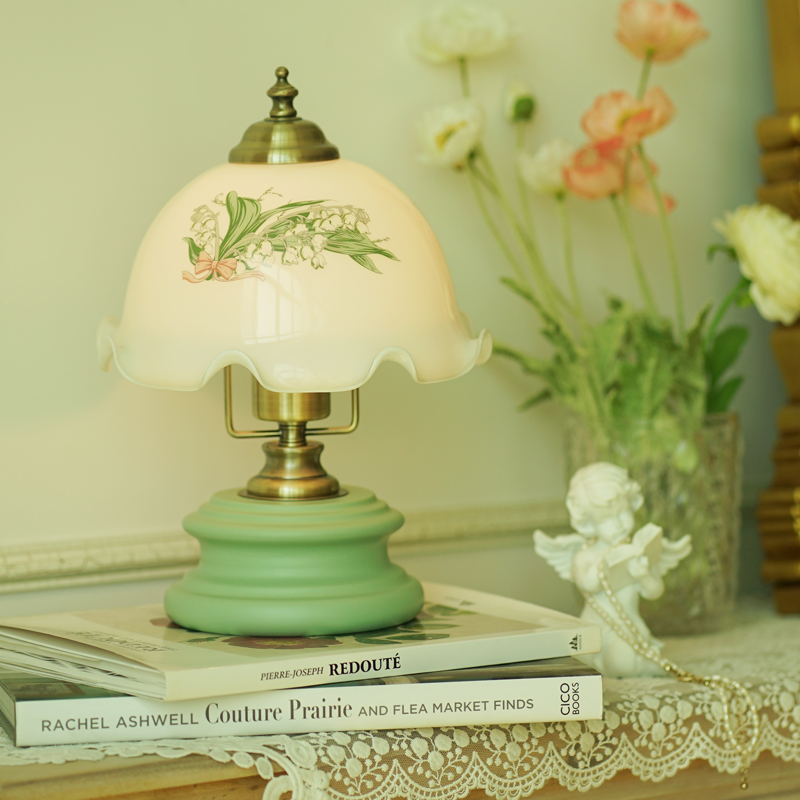 Flower Glass Iron Solid Table Lamp
