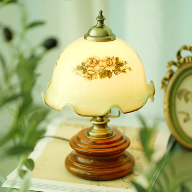 Flower Glass Iron Solid Table Lamp