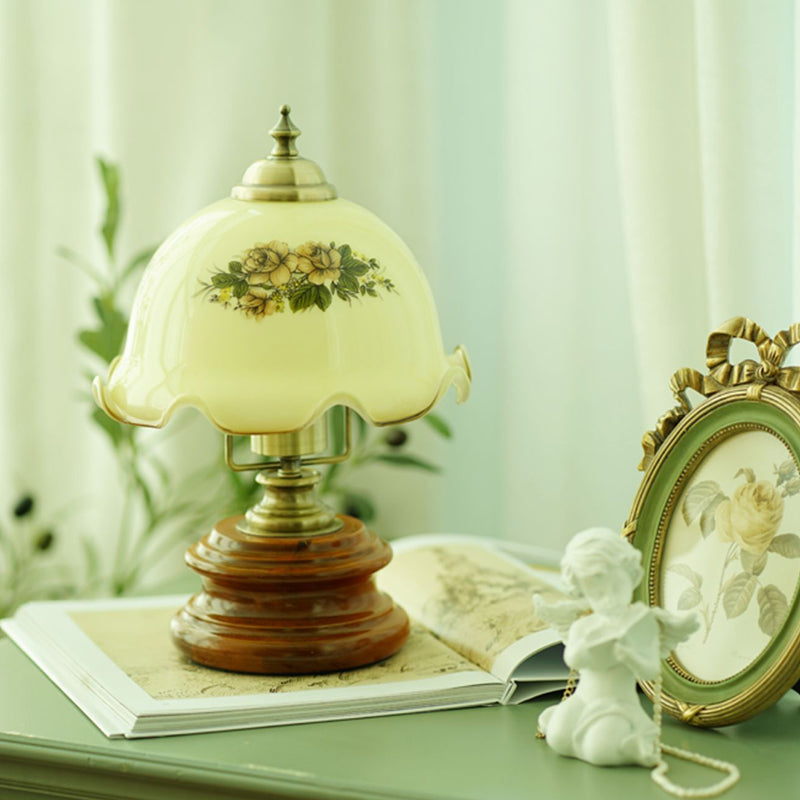 Flower Glass Iron Solid Table Lamp