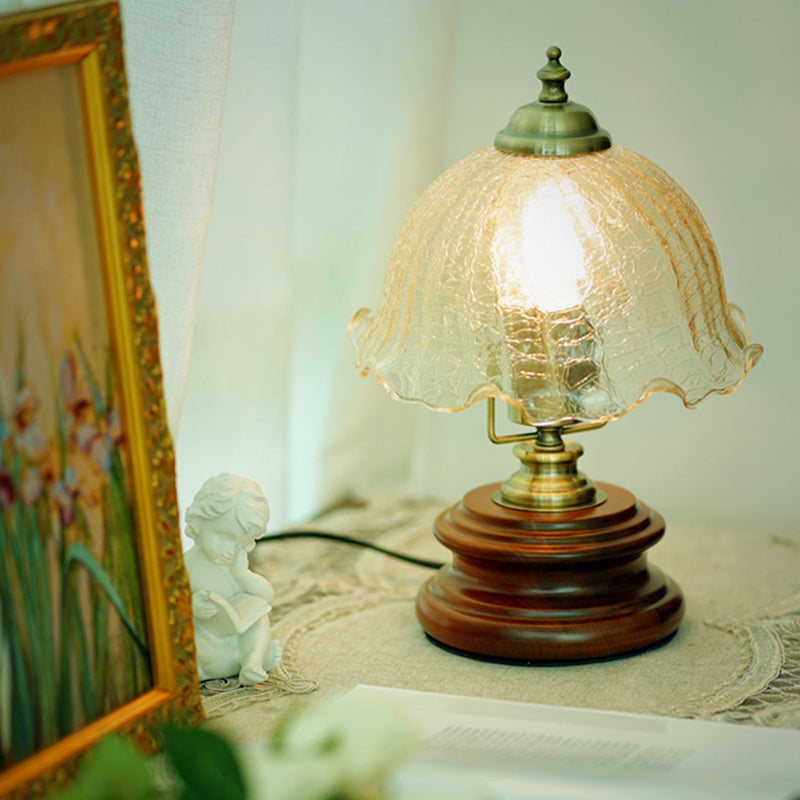 Flower Glass Iron Solid Table Lamp