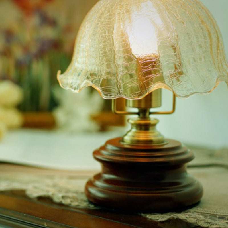 Flower Glass Iron Solid Table Lamp