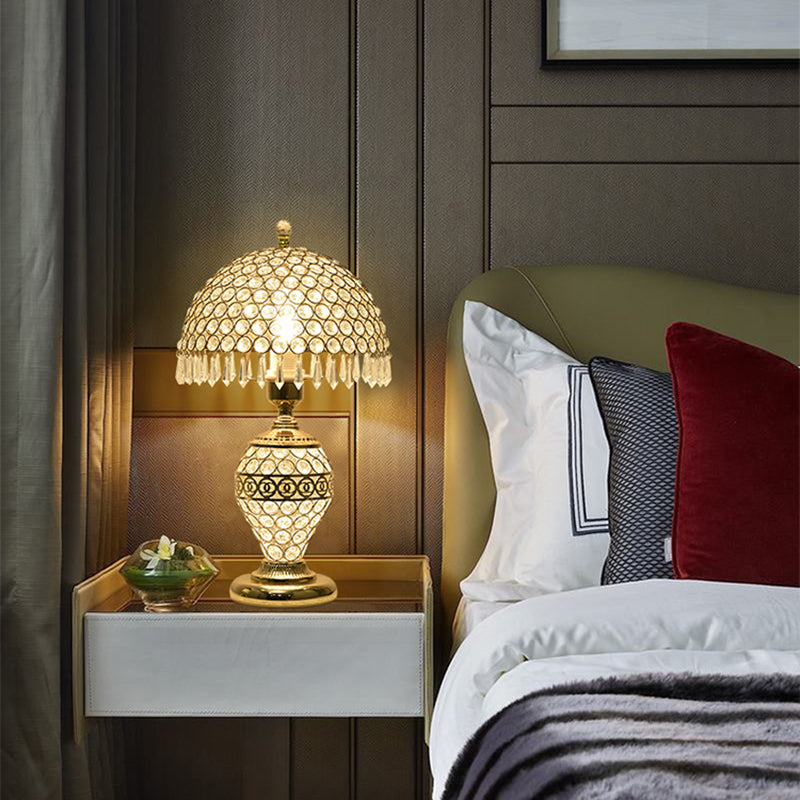 Dome Iron Crystal Bedroom Table Lamp