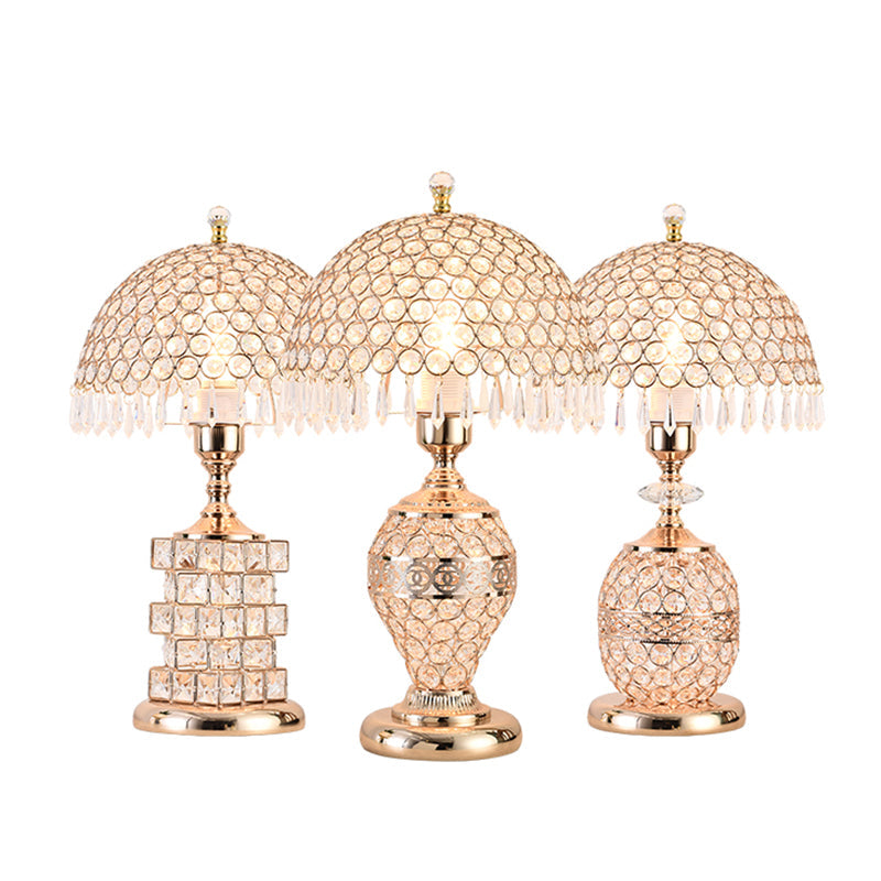 Dome Iron Crystal Bedroom Table Lamp