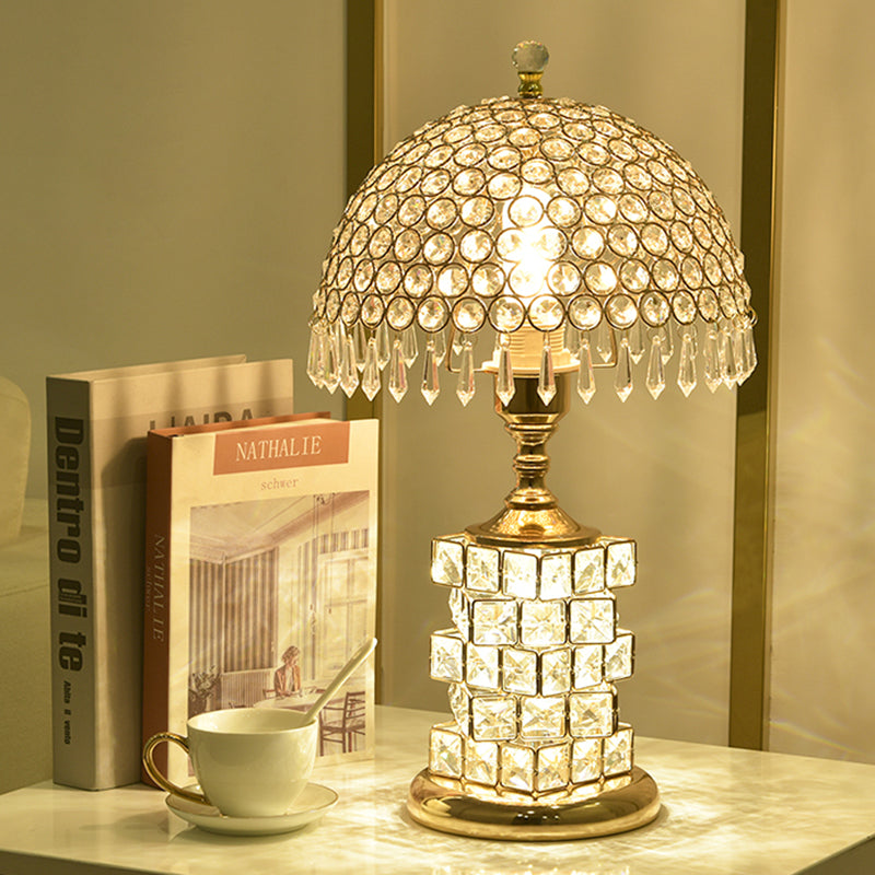 Dome Iron Crystal Bedroom Table Lamp