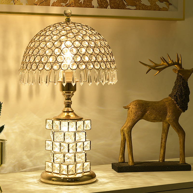 Dome Iron Crystal Bedroom Table Lamp