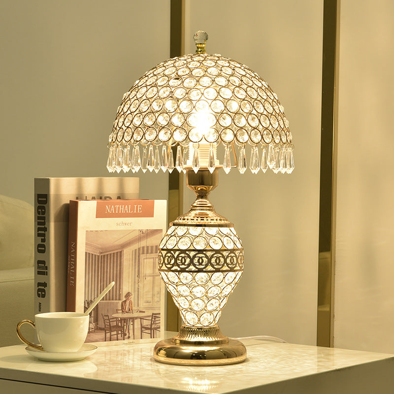 Dome Iron Crystal Bedroom Table Lamp