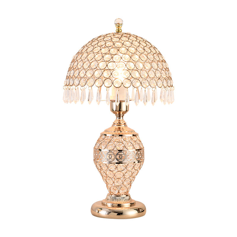 Dome Iron Crystal Bedroom Table Lamp