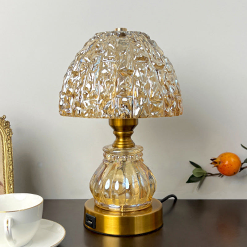 Dome Metal Crystal Bedroom Table Lamp
