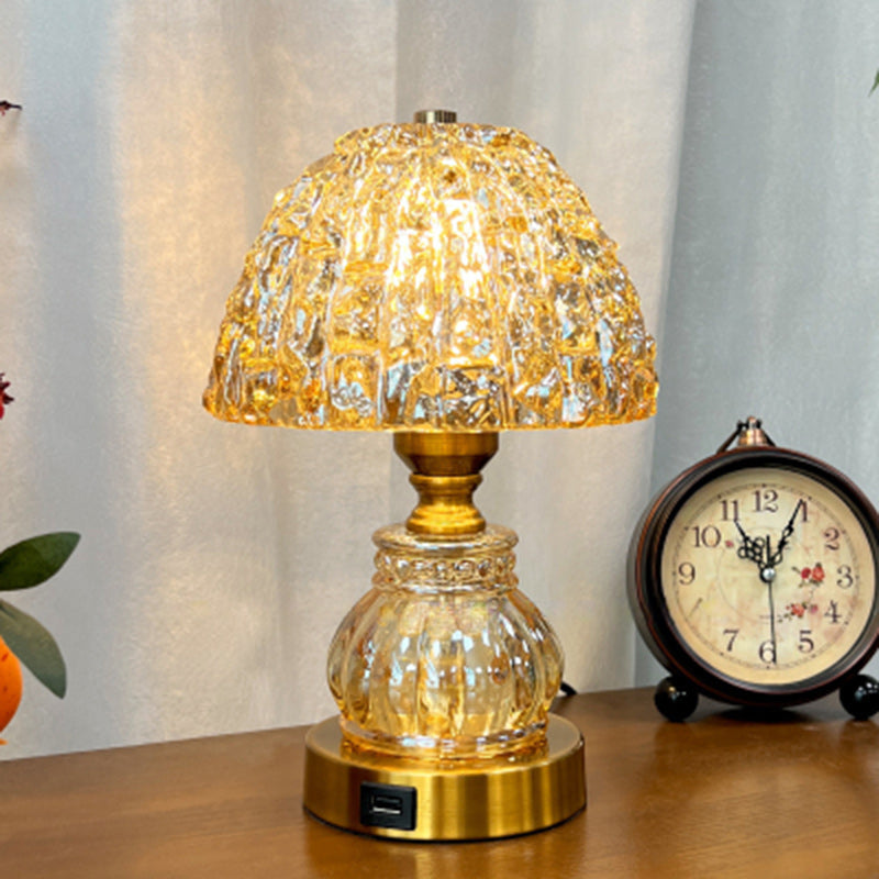 Dome Metal Crystal Bedroom Table Lamp