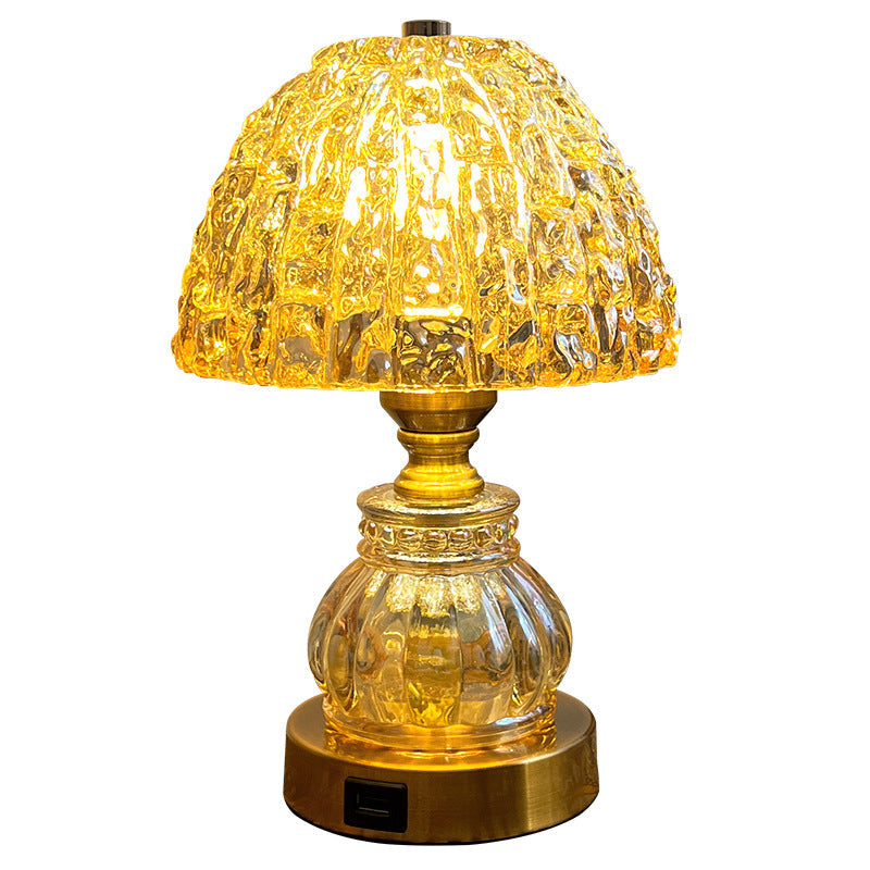 Dome Metal Crystal Bedroom Table Lamp
