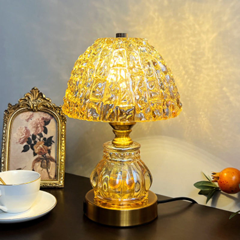 Dome Metal Crystal Bedroom Table Lamp