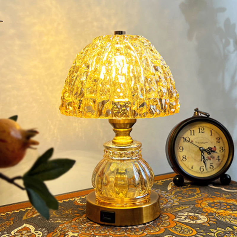 Dome Metal Crystal Bedroom Table Lamp