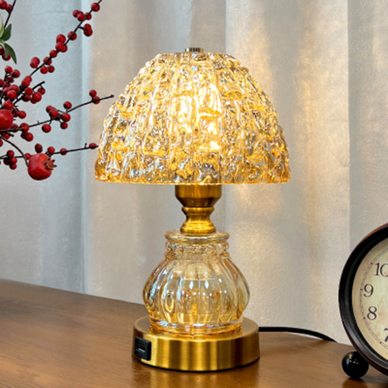 Dome Metal Crystal Bedroom Table Lamp