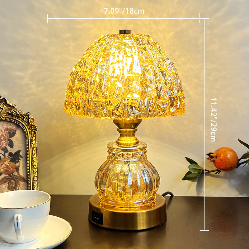 Dome Metal Crystal Bedroom Table Lamp