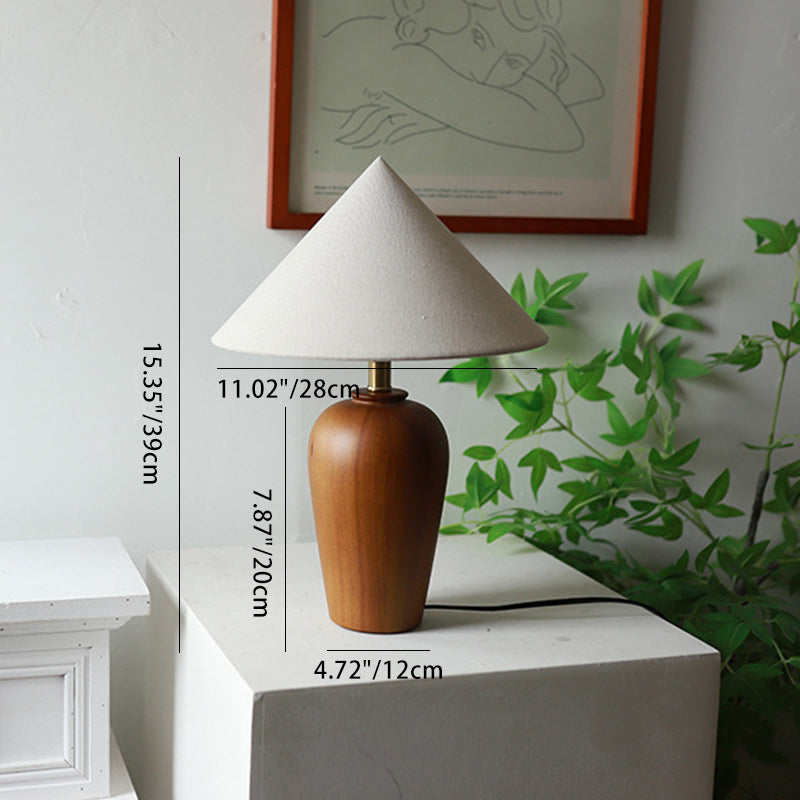 Cone Solid Wood Fabric Table Lamp