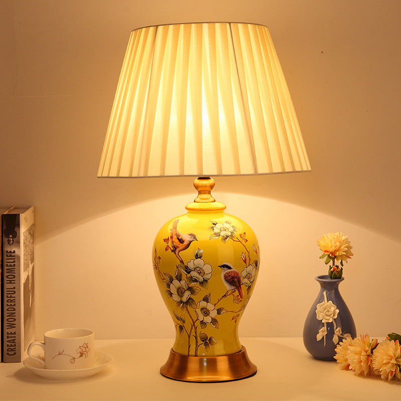 Frustum Cone Ceramic Fabric Table Lamp