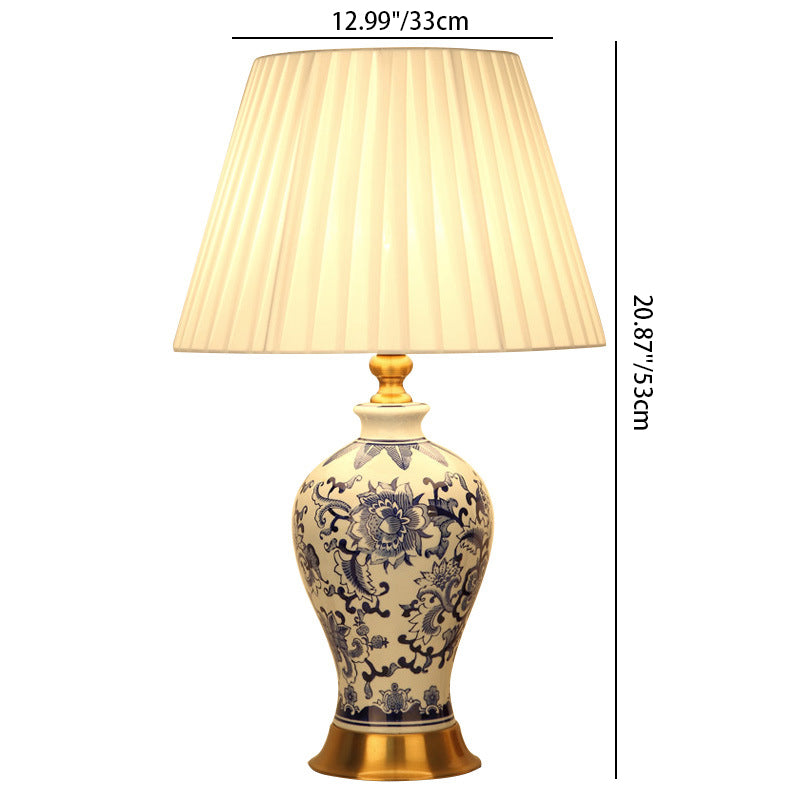 Frustum Cone Ceramic Fabric Table Lamp