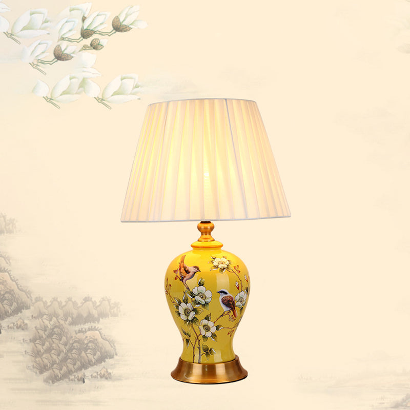 Frustum Cone Ceramic Fabric Table Lamp