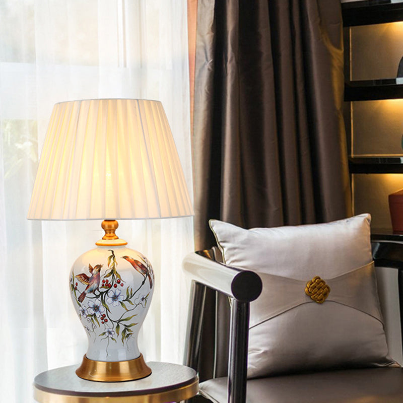 Frustum Cone Ceramic Fabric Table Lamp