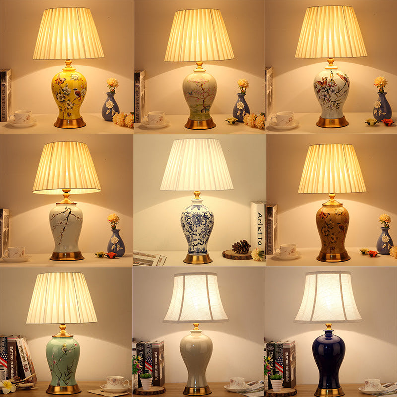 Frustum Cone Ceramic Fabric Table Lamp