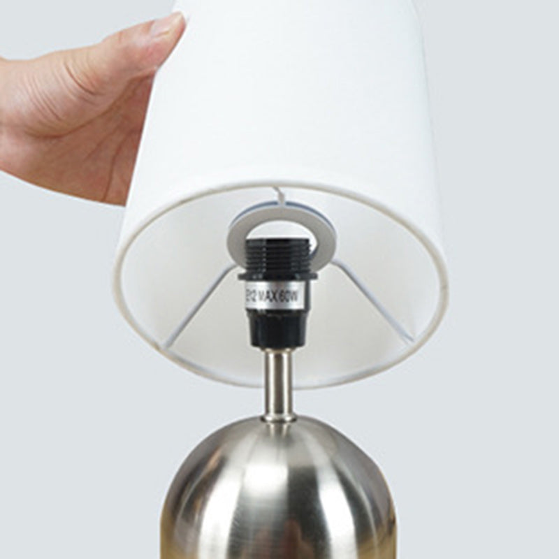 Cylinder Metal Fabric Bedroom Table Lamp