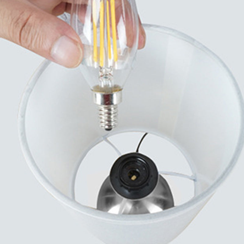 Cylinder Metal Fabric Bedroom Table Lamp