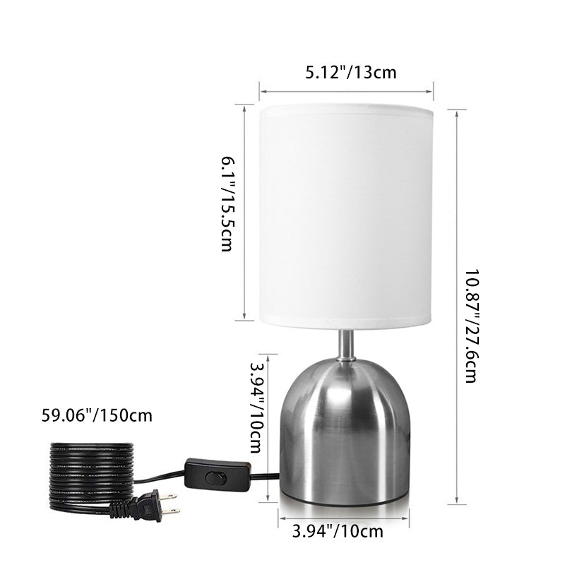 Cylinder Metal Fabric Bedroom Table Lamp