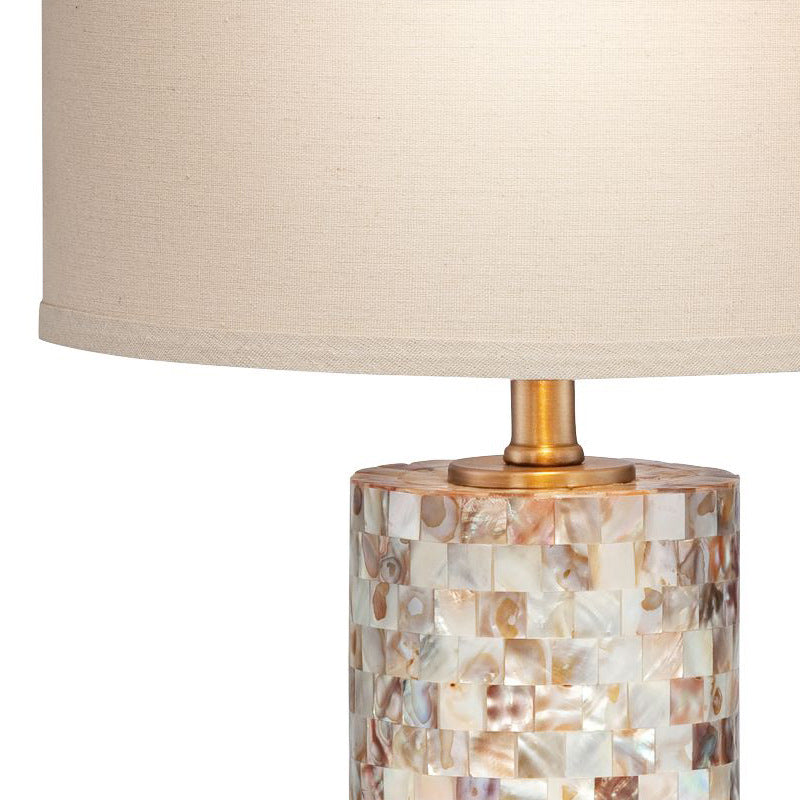 Cylinder Shell Fabric Metal Table Lamp
