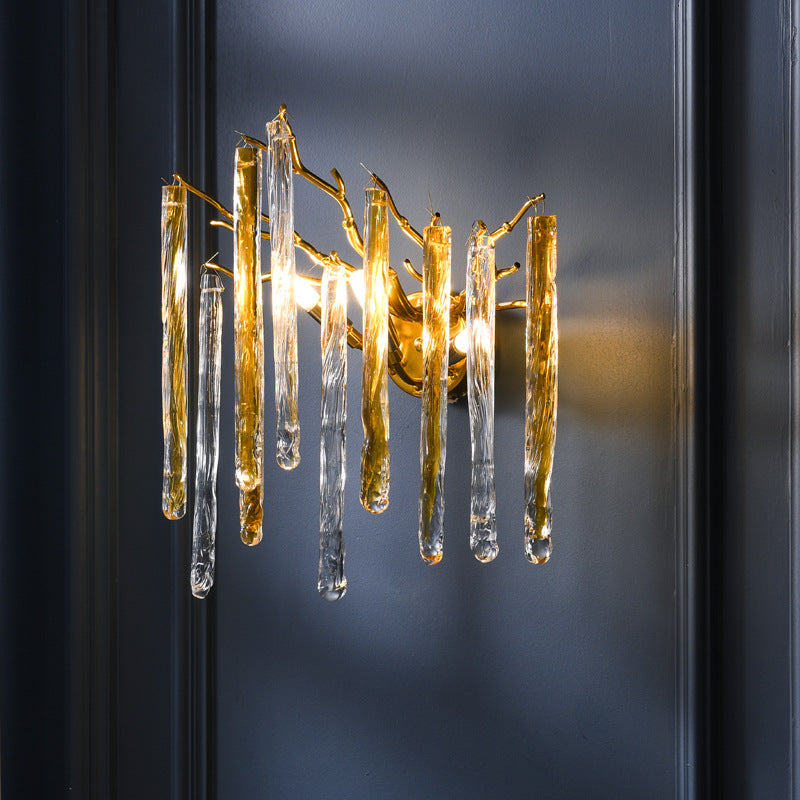 Water Drop Aluminum Crystal 3-Light Wall Lamp
