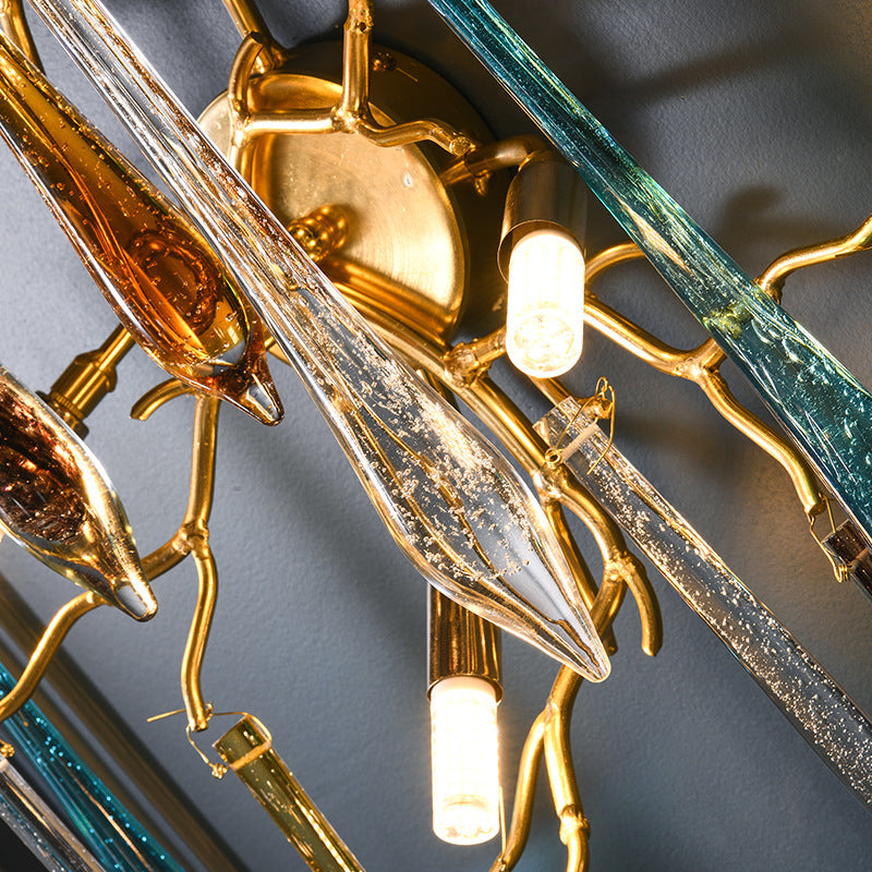 Water Drop Aluminum Crystal 3-Light Wall Lamp