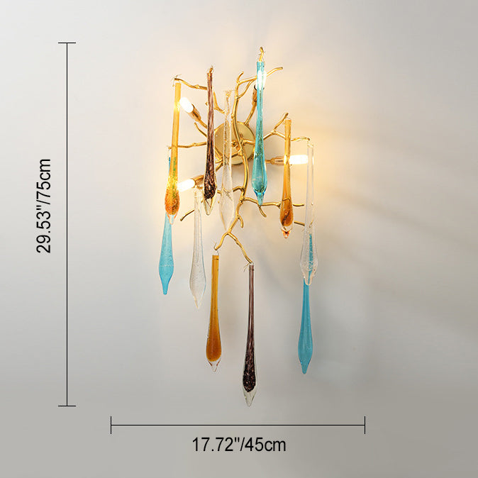 Water Drop Aluminum Crystal 3-Light Wall Lamp