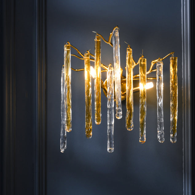 Water Drop Aluminum Crystal 3-Light Wall Lamp